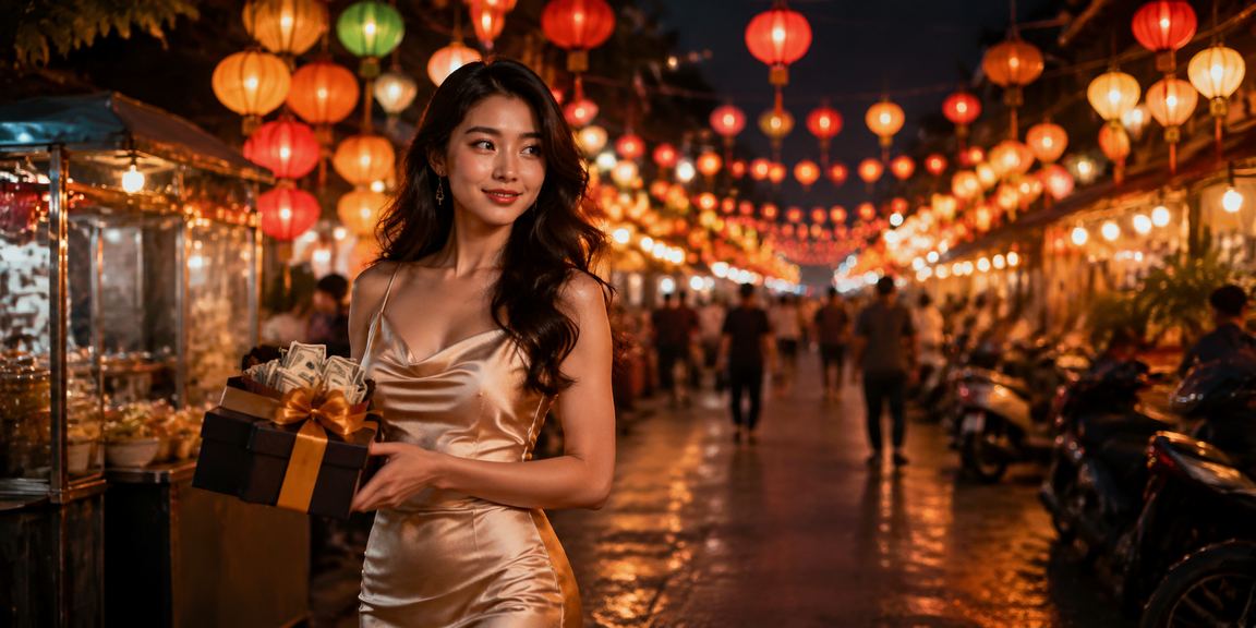 Cảnh chợ đêm Ninh Bình – người dùng theo dõi kết quả xổ số qua điện thoại